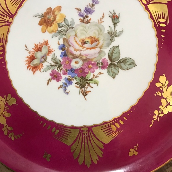 Vintage French Limoges 22K Gold Accent Wild Roses Serving Platter - Picture 7 of 8